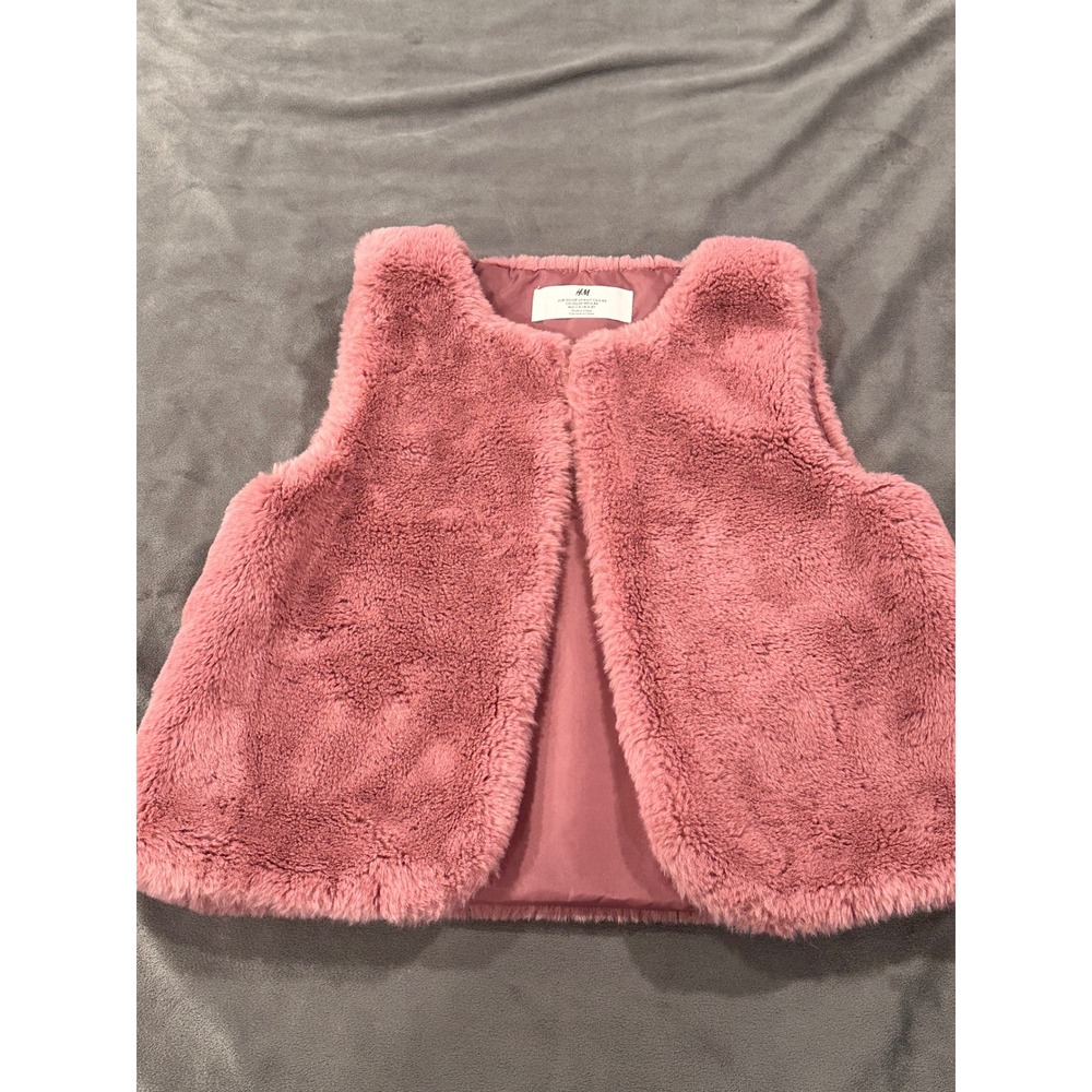 HM Kids Girls Pink Faux Fur Vest Sleeveless Jacket Size 6X